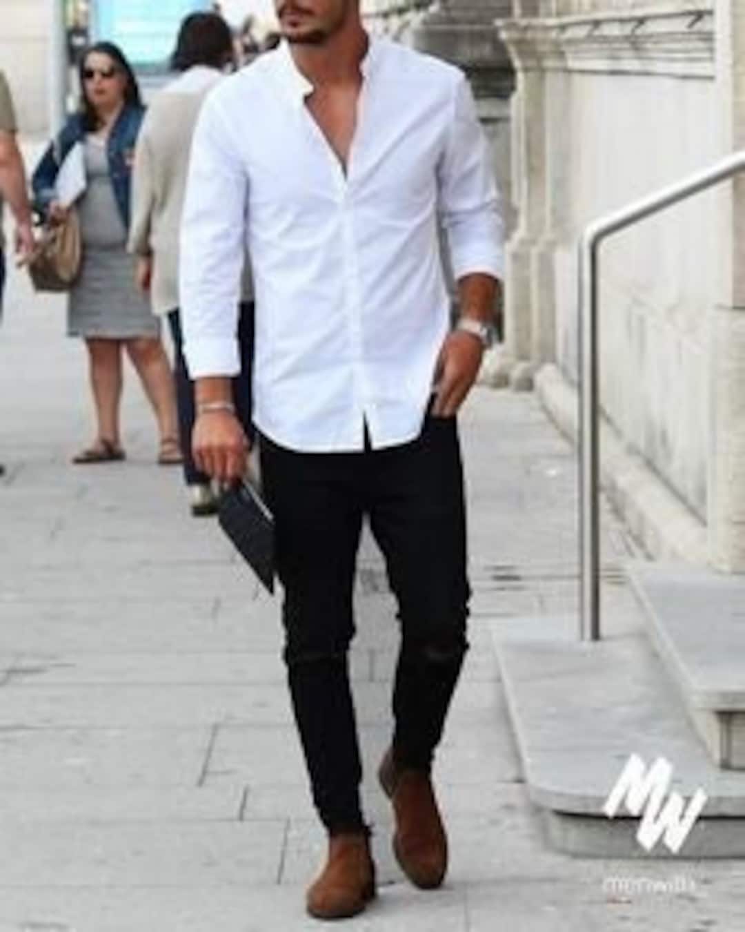 Buy Men Elegant White Shirt Black Trouser Office Wear Shirt and Online in  India  Etsy