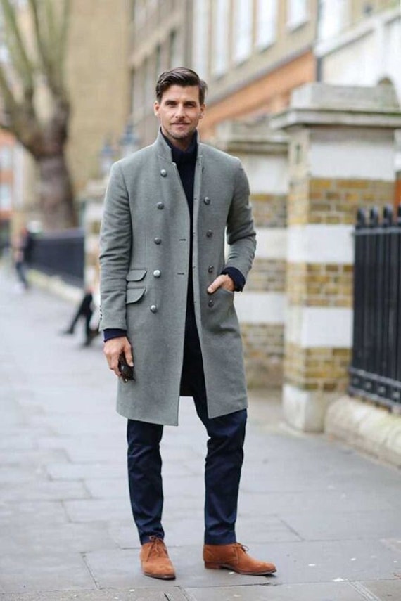 Abrigo hombre-abrigo gris hombre-abrigo invierno-chaqueta lana-abrigo  oversize-chaqueta fiesta-abrigo personalizado regalo Navidad para hombre -   España