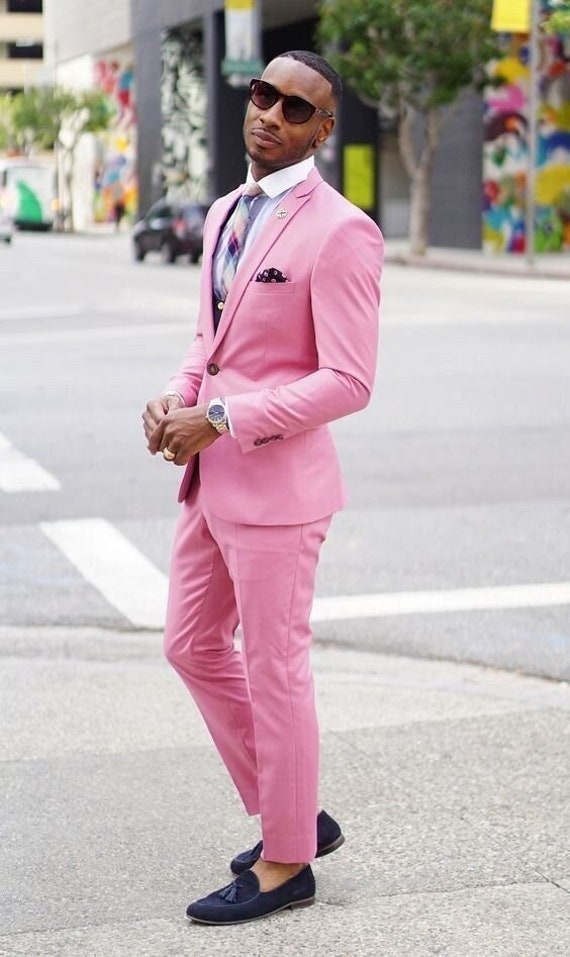 Pink Men Suit Beach Wedding Suit Groomsmen Suit Prom Suit for Etsy