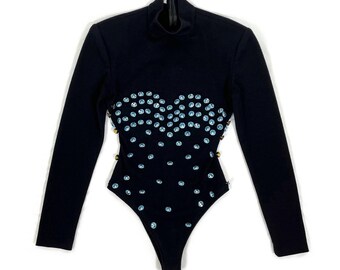 Patrick Kelly 1989 runway jeweled wool bodysuit, Small