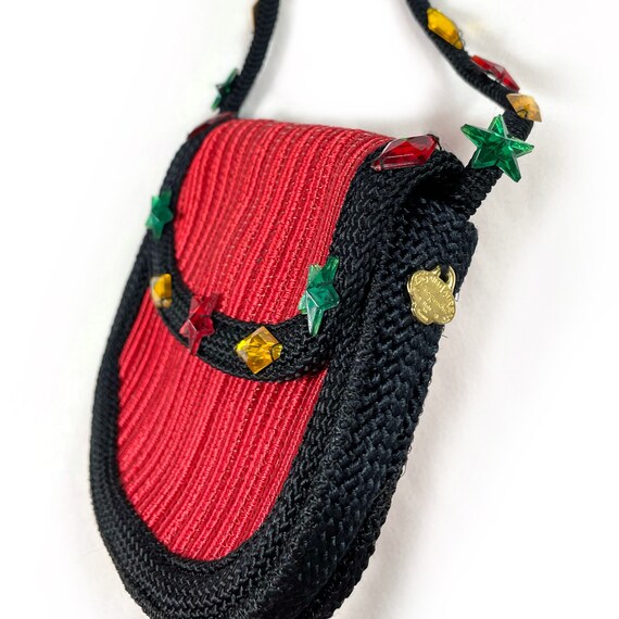 90s YSL Rive Gauche red bejeweled passementerie b… - image 4