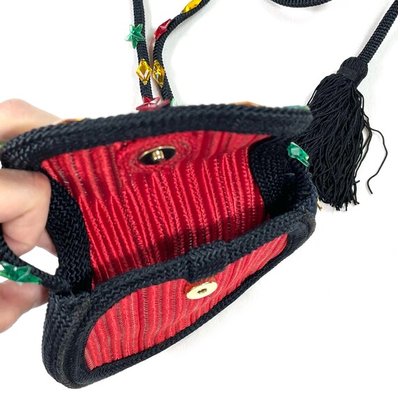 90s YSL Rive Gauche red bejeweled passementerie b… - image 5