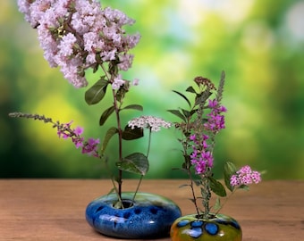 Handgemaakte Ikebana-vaas gemarmerd porselein: Japanse bloemsierkunst