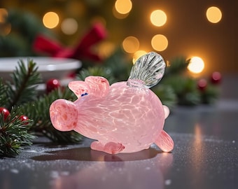 Flying Pigs, Hot Sculpted Hand Blown Glass Ornaments,pink Orbs