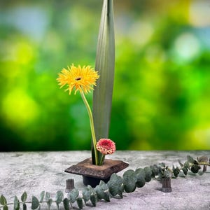 Handmade Ikebana Vase with Kenzan Frog - Japanese Floral Art