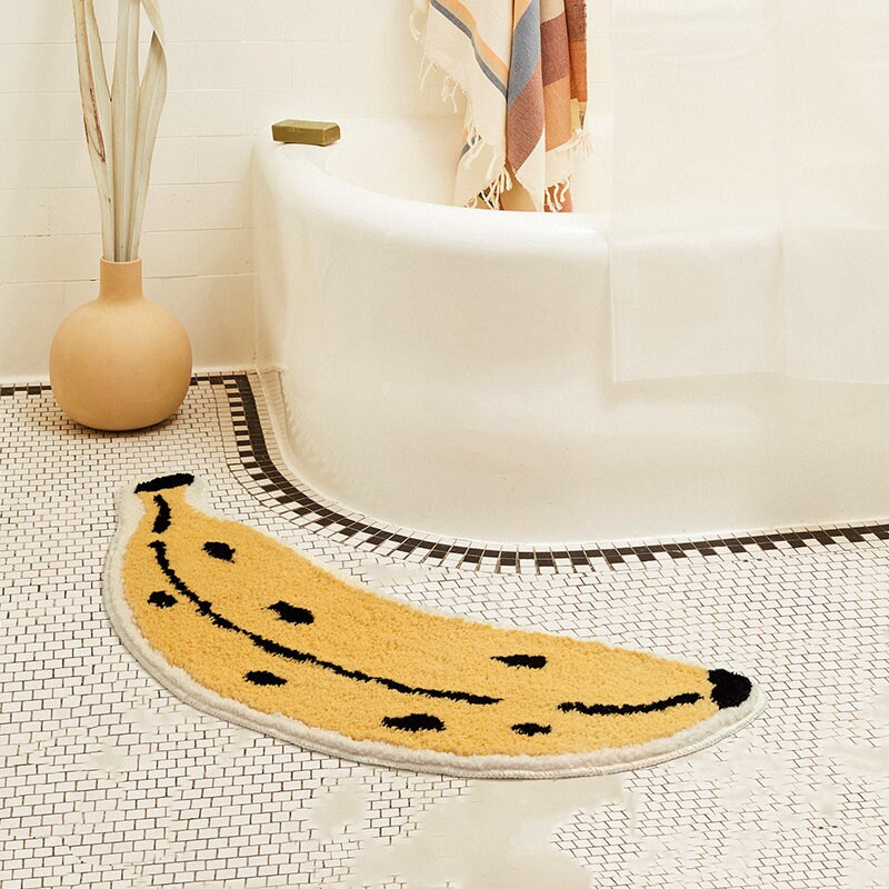 Tapis Créatif L Tapis de Sol Absorbant en Forme Banane Pour Salle Douche Antidérapant