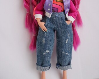 Denim pants for dolls. Jeans for dolls. Pants for dolls. Fashionable clothes for dolls. Clothes for dolls. Jeans. Denim clothing for dolls.