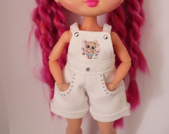 Denim overalls for dolls. Overalls for dolls. Clothes for dolls. Fashionable clothes for dolls. Jeans. Denim clothing