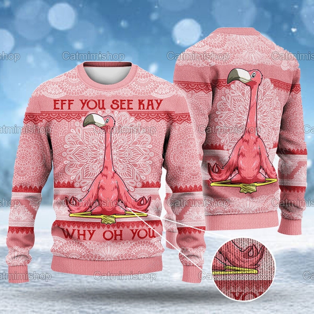 Christmas Ugly Sweater Flamingo 