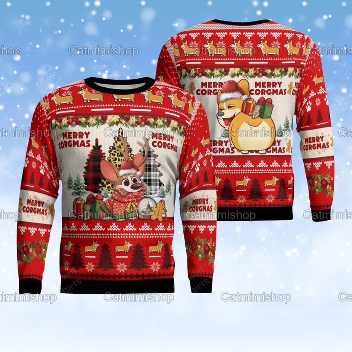 etsy corgi christmas sweater