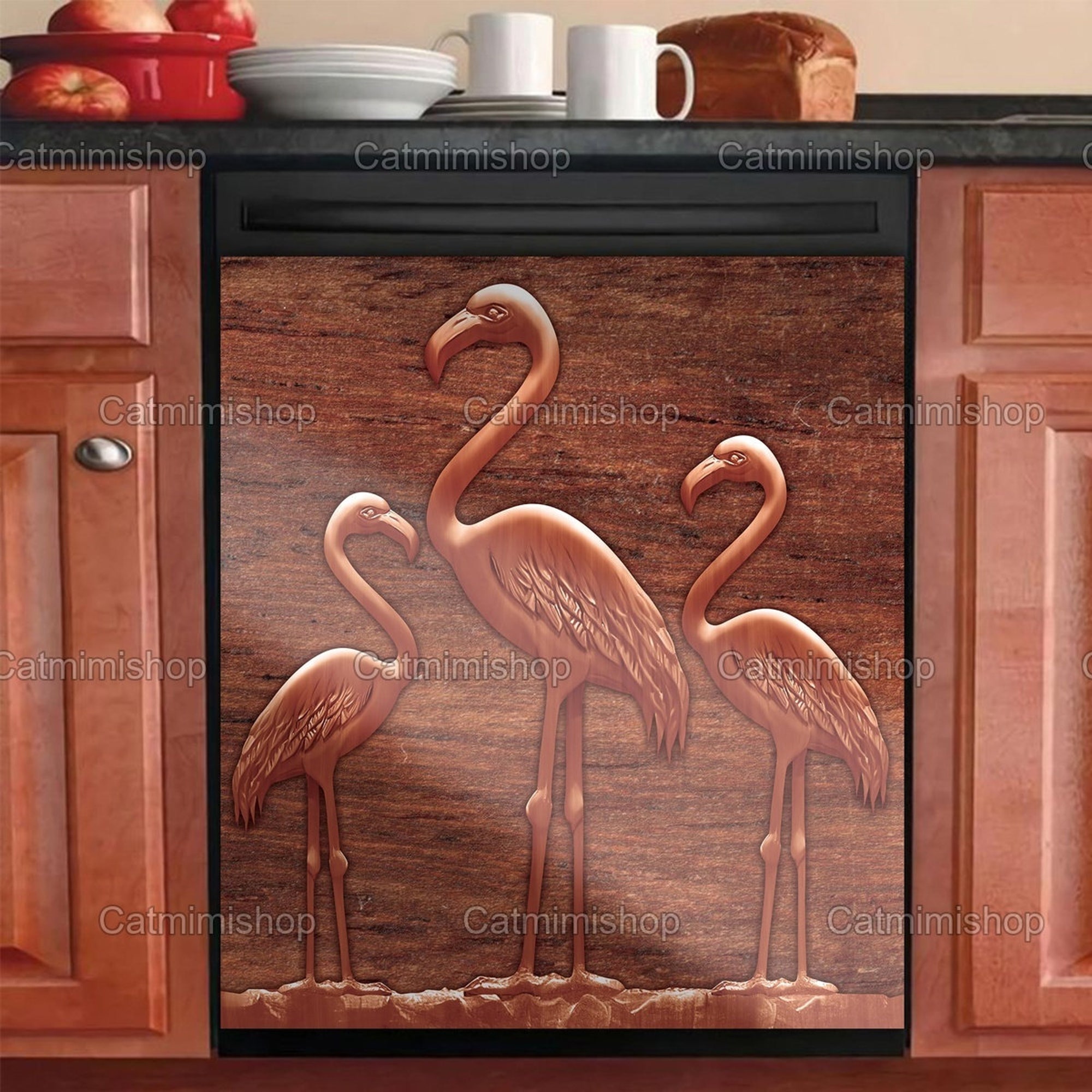 Flamingo Dishwasher Cover, Funny Flamingo Dishwasher