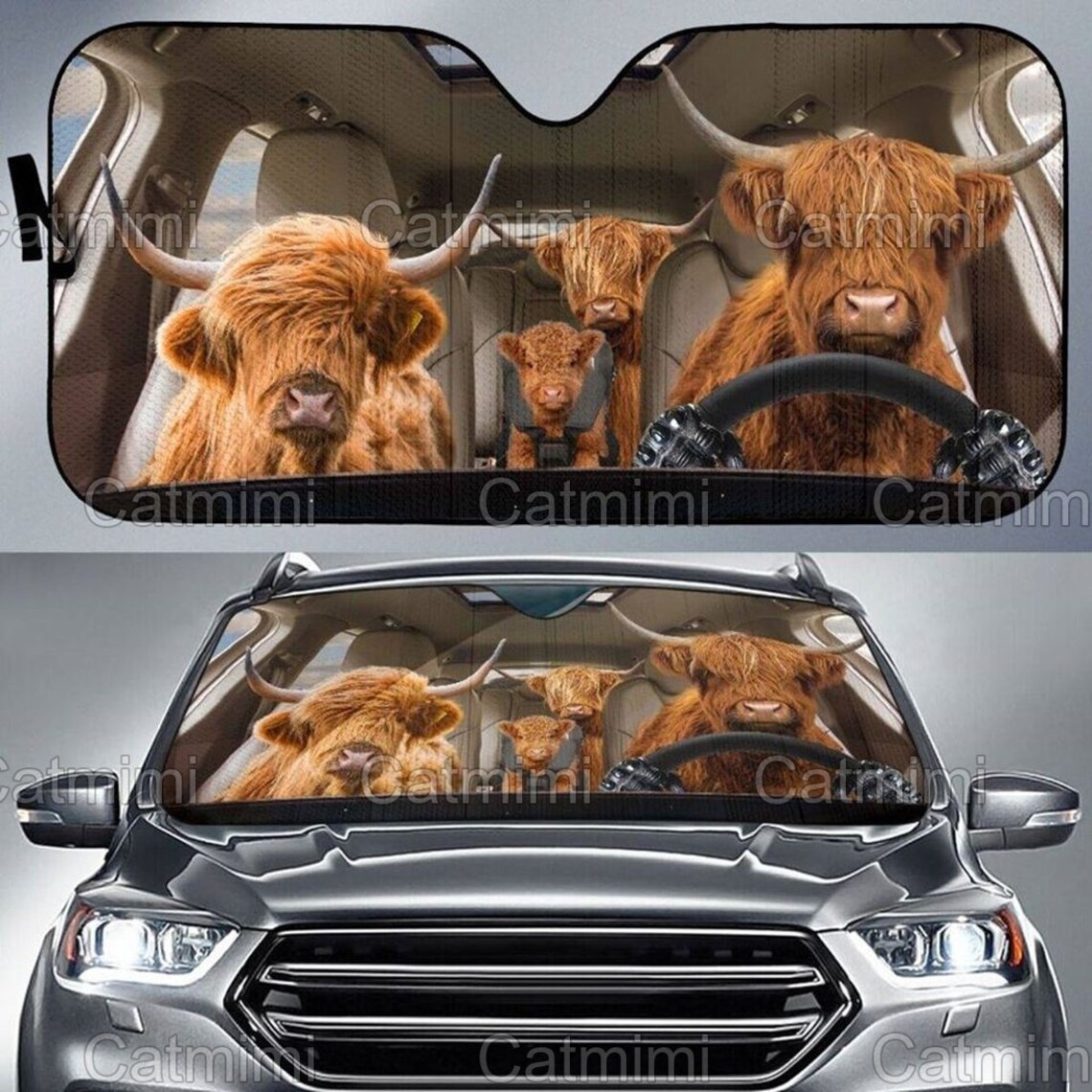 Cow Car SunShade Family Gift MCL252006J02 Etsy