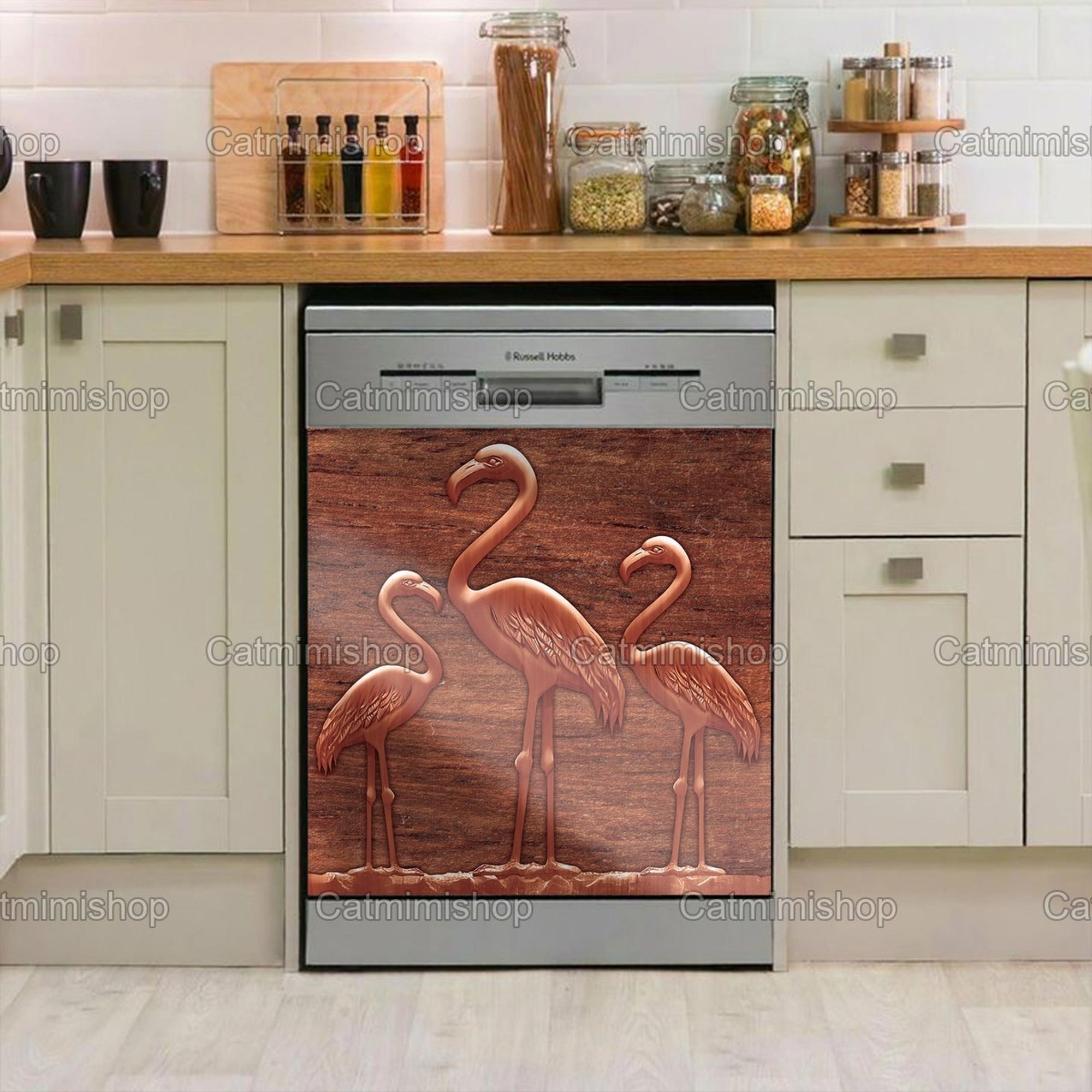 Flamingo Dishwasher Cover, Funny Flamingo Dishwasher