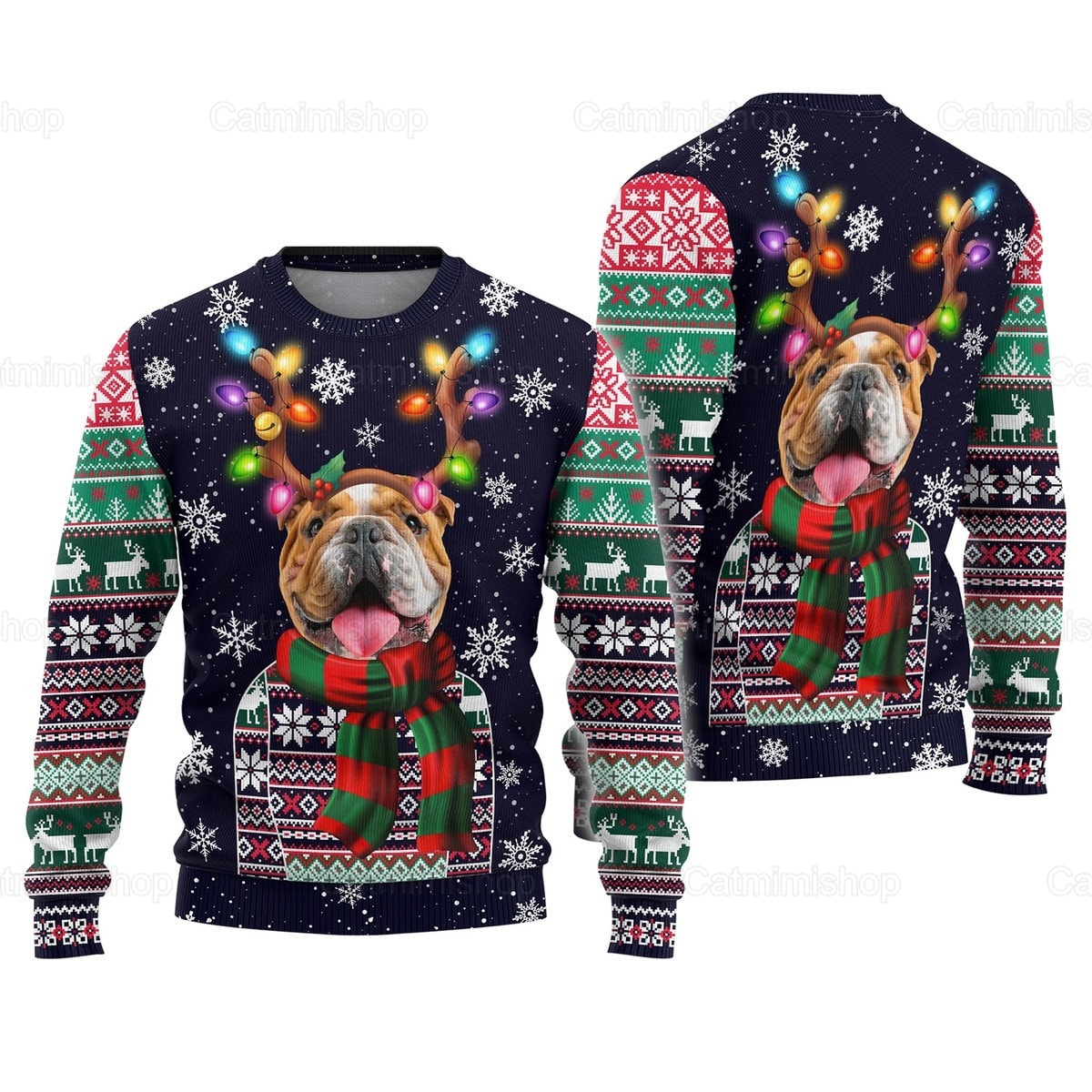 Discover Christmas Men Sweater, Bulldog Ugly Christmas Sweater