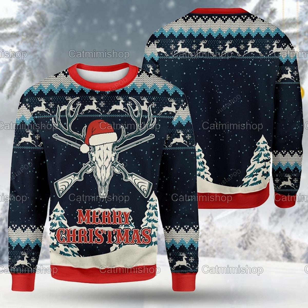 Deer Hunting Ugly Christmas Sweater 