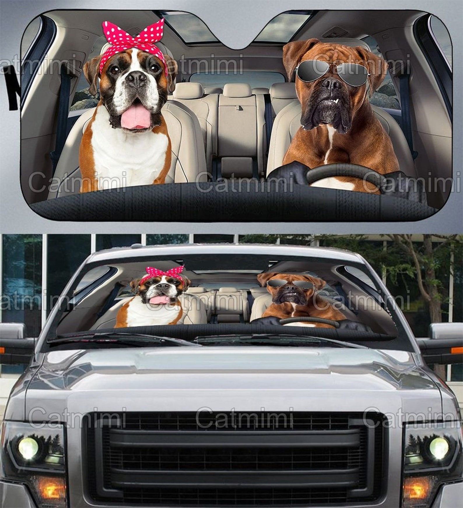 Boxer Dog Car SunShade Auto Sun Shade Car Decor Family Gift Etsy
