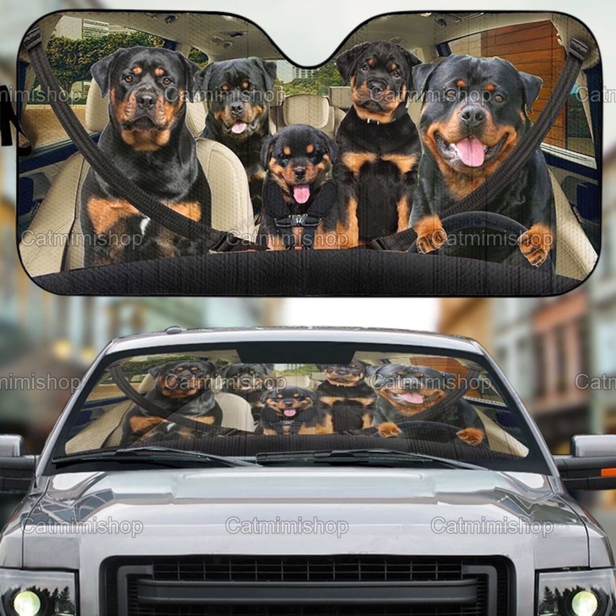 Rottweiler Family Car Sun Shade