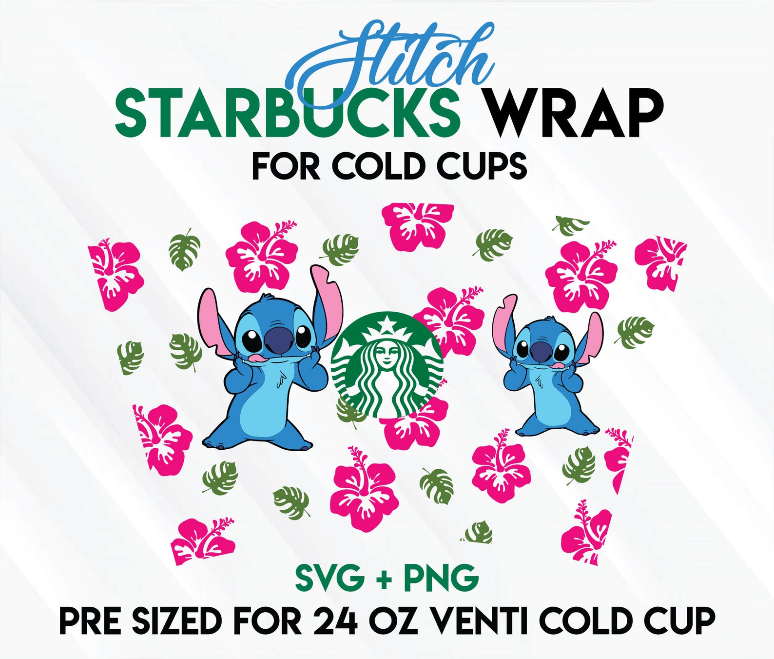 Stitch Wrap svg Hibiscus Full wrap for Starbucks Venti Cold | Etsy