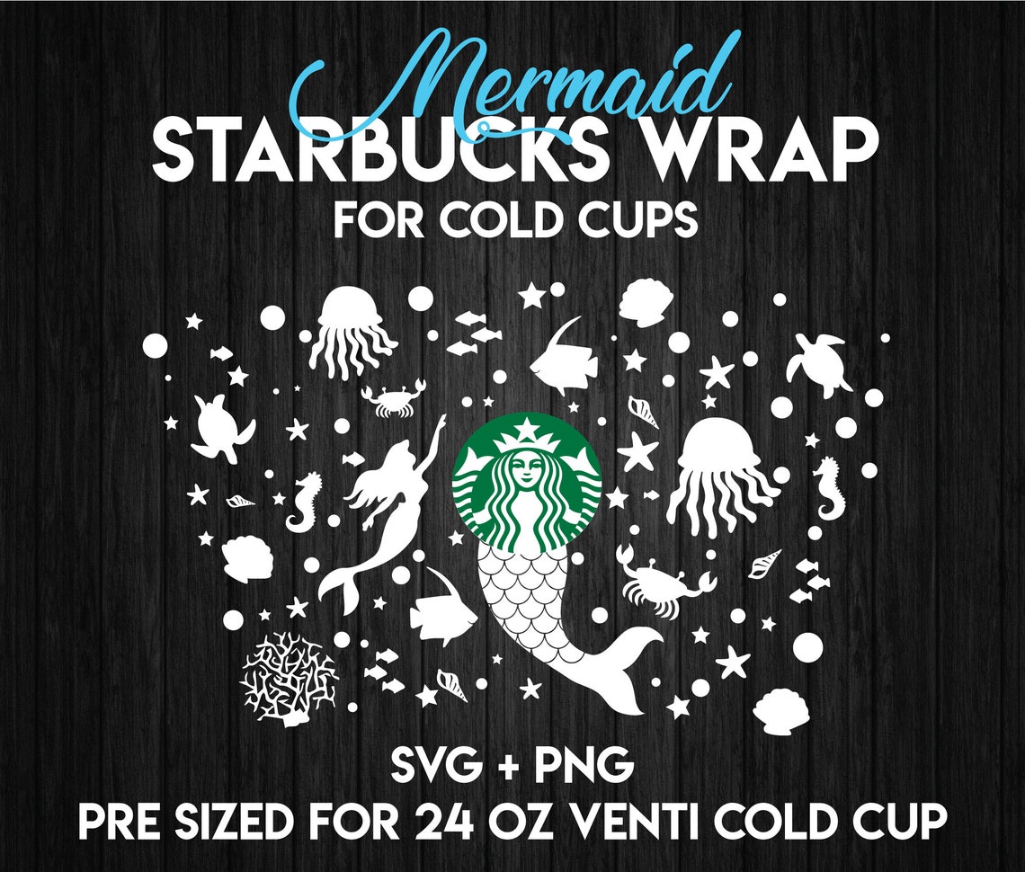 Mermaid and sea Full Wrap SVG For Starbucks Mermaid ...