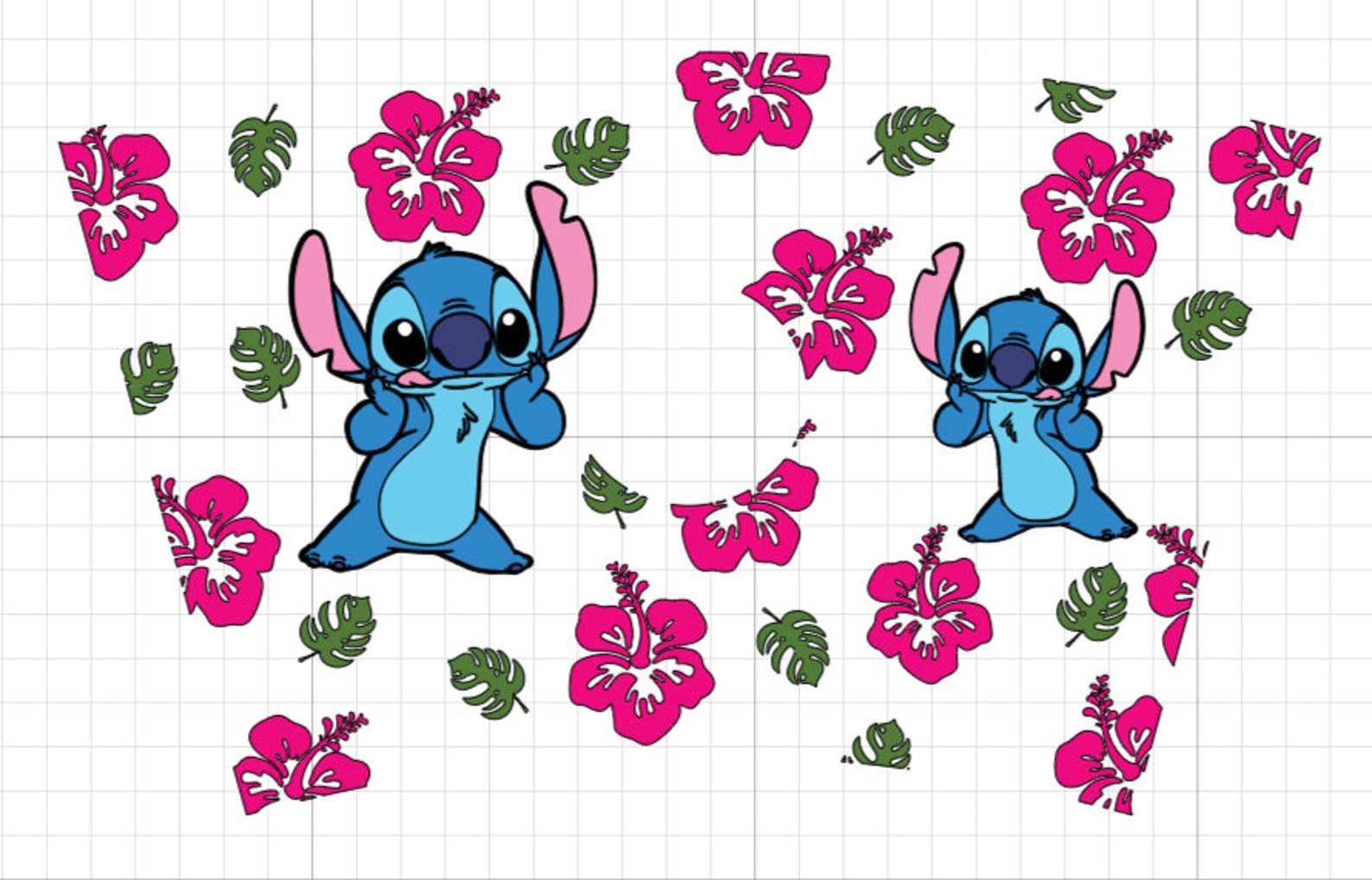 Stitch Wrap svg Hibiscus Full wrap for Starbucks Venti