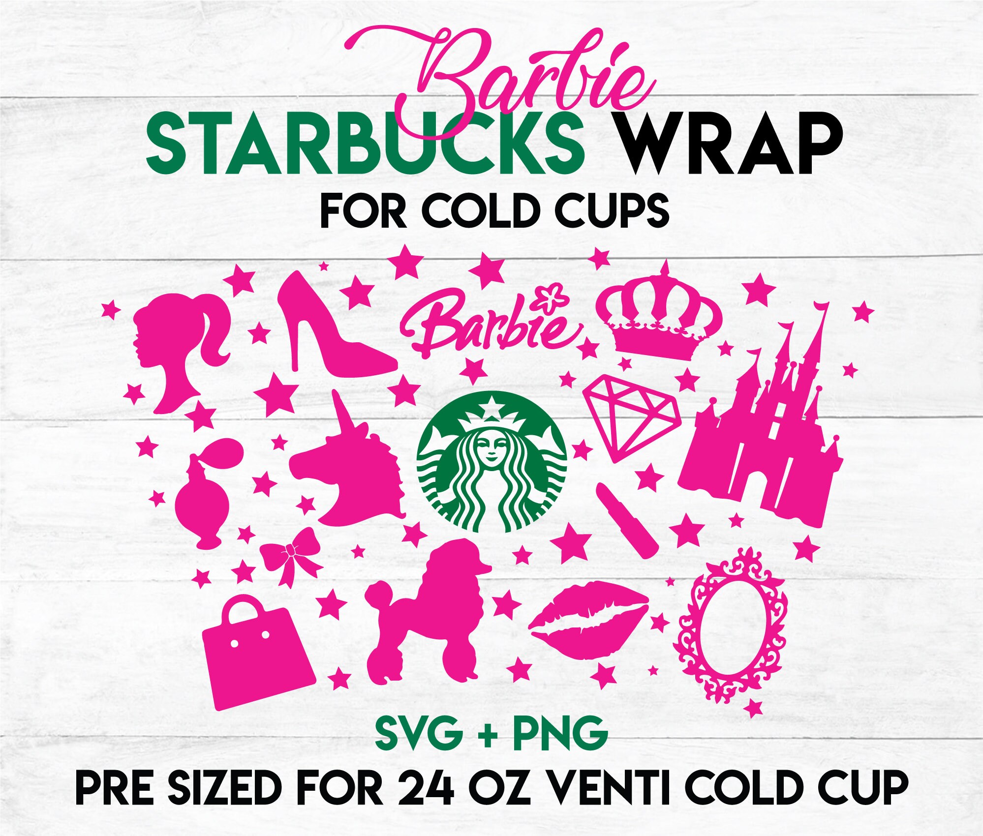 Full Wrap Barbie Starbucks Per 24 Oz Cold Cup Per Progetti Etsy