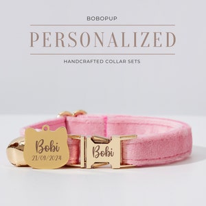 Luxury Velvet Cat Collar Bowtie Set,Personalized Kitten Collar Leash,Customize Dog Tag For Wedding Gift,Puppy Collar Leash Bowtie Set