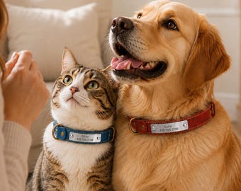 Personalized Puppy Collar, Custom Engraved Leather Dog Collar, New Puppy Gift for Dog Mom Dad