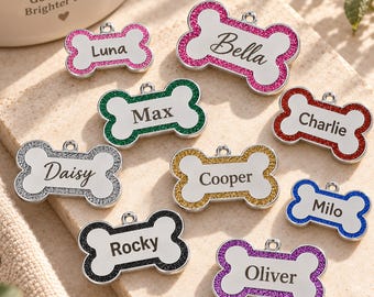 Personalized Puppy Tag, Engraved Bone Pet ID Tag, New Puppy Gift and Dog Adoption Gift