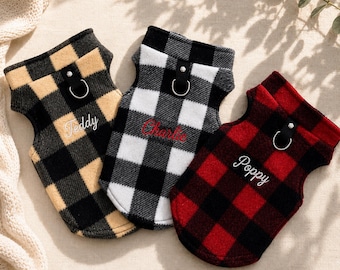 Personalized Dog Vest with D Ring, Custom Embroidered Pet Name Jacket, Fleece Cat Clothes, Dog Walking Vest, Cat Gifts for Her