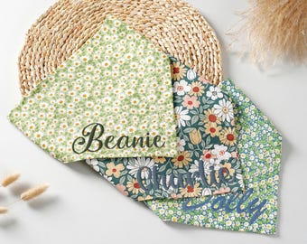 Pañuelo floral bordado personalizado para perros, bufanda personalizada para mascotas