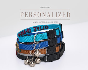 Gesticktes Katzenhalsband mit Sicherheits-Schnellverschlussschnalle, personalisiertes Welpenhalsband-Geschenk für Hundeliebhaber, verstellbares Haustierhalsband für Kätzchen