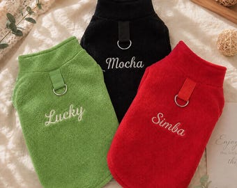Personalized Pet Fleece Vest, Embroidered Dog & Cat Jacket with Name, Custom Pet Clothes, Cozy Winter Pet Gift