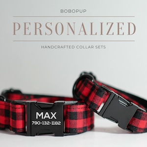 Buffalo Dog Collar Bow tie, Buffalo Check Dog Bow with Name Engraved,Custom Plaid Dog Bow, Tartan,Dog Puppy Collar Dachshund Gift