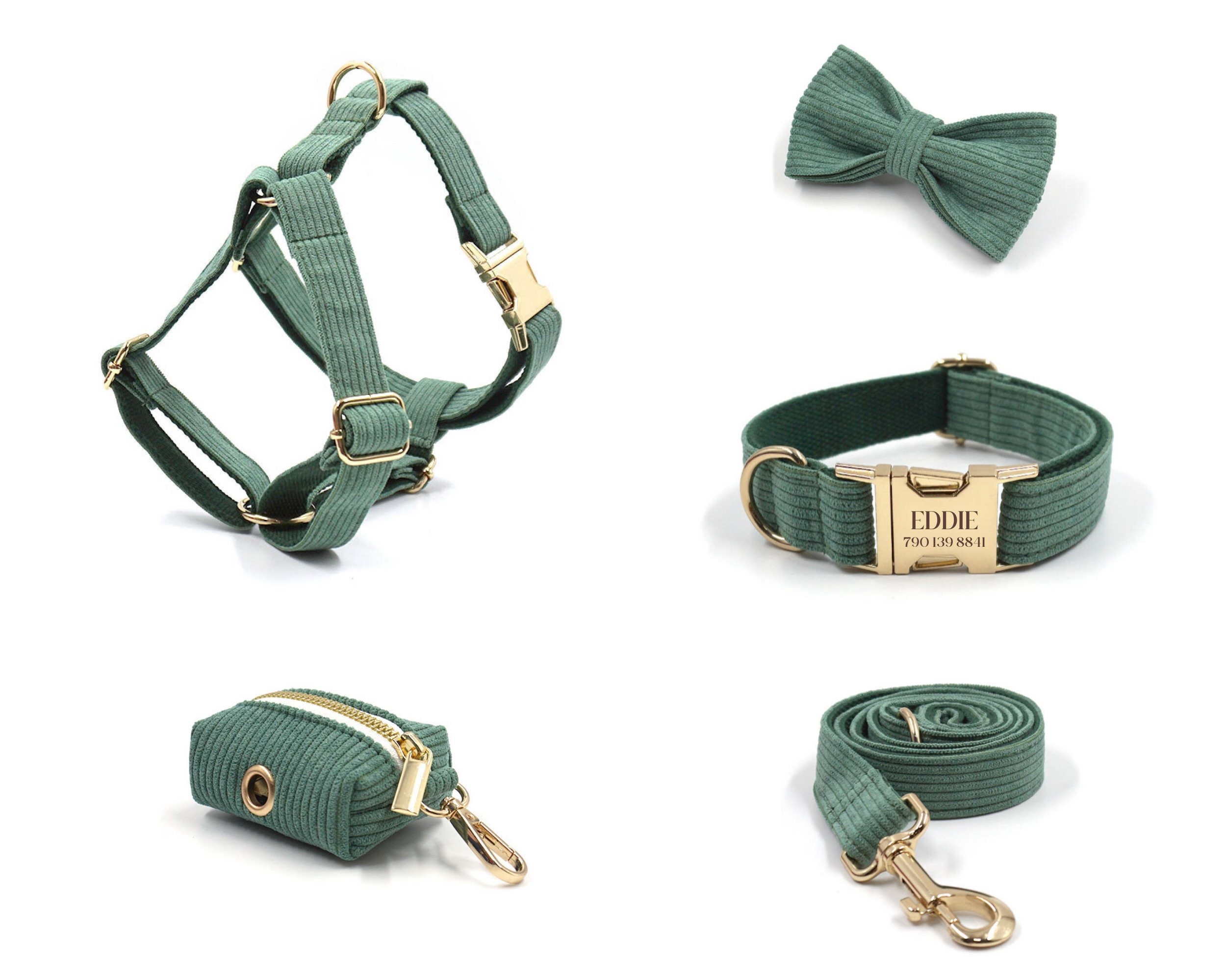 Forest Green Corduroy Dog Harness Step in Harness Etsy UK