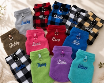 Personalized Dog Vest, Embroidered Dog Fleece Jacket, Custom Pet Name Clothes, Cozy Puppy Coat, Dog Lover Gift
