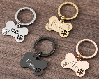 Personalized Dog Collar Name Tag,Durable Stainless Steel Pet ID Tag for Pet Parents Gifts,Engraved Dog ID Tag with Name for Pet Lover Gifts