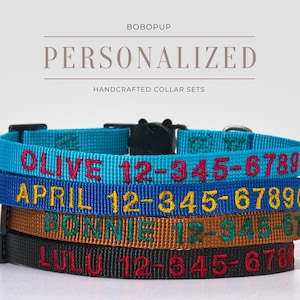 Handmade Adjustable Breakaway Collar Gift for Pet Parent,Custom Embroidered Puppy Collar With Name,Custom Engraved Kitten Name Safety Buckle