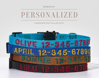 Handmade Adjustable Breakaway Collar Gift for Pet Parent,Custom Embroidered Puppy Collar With Name,Custom Engraved Kitten Name Safety Buckle