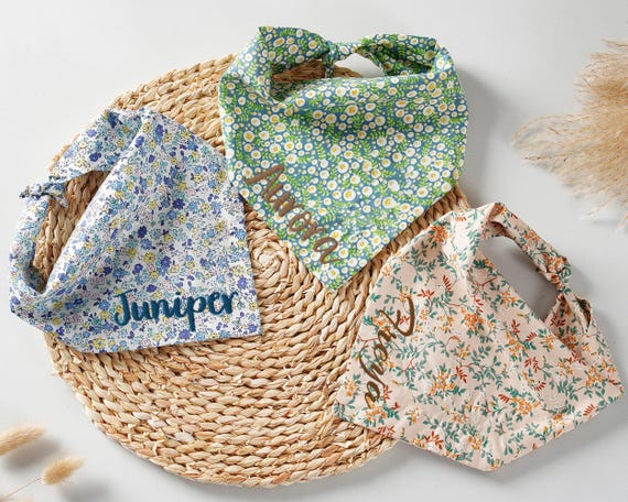 Embroidered Pet Name Bandana,Custom Dog Bandana With Name,Party Pet Bandana,Custom Dog Scarf,Pet Birthday Bandana Gift for Her
