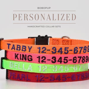 Personalized Embroidered Cat Collar,Custom Adjustable Breakaway Safety Collar Gift for Pet Mom,Handmade Embroidered Puppy Collar