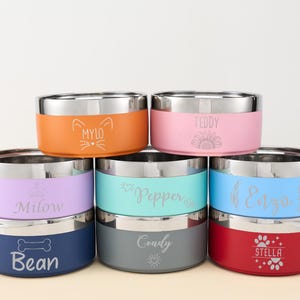 Personalized Stainless Steel Pet Bowl, Engraved Dog Cat Food Water Dish