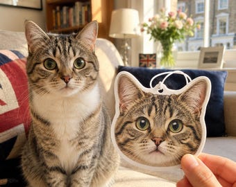 Personalized Cat Face Air Freshener – Custom Dog Portrait or Cat Photo Car Freshener Gifts for Her