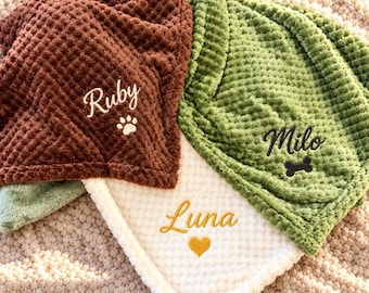 Personalized Embroidered Pet Name Blanket,Handmade Dog Blanket With Name,Custom Name Blanket ,New Puppy Gift,Ideal Gift for Dog Lovers