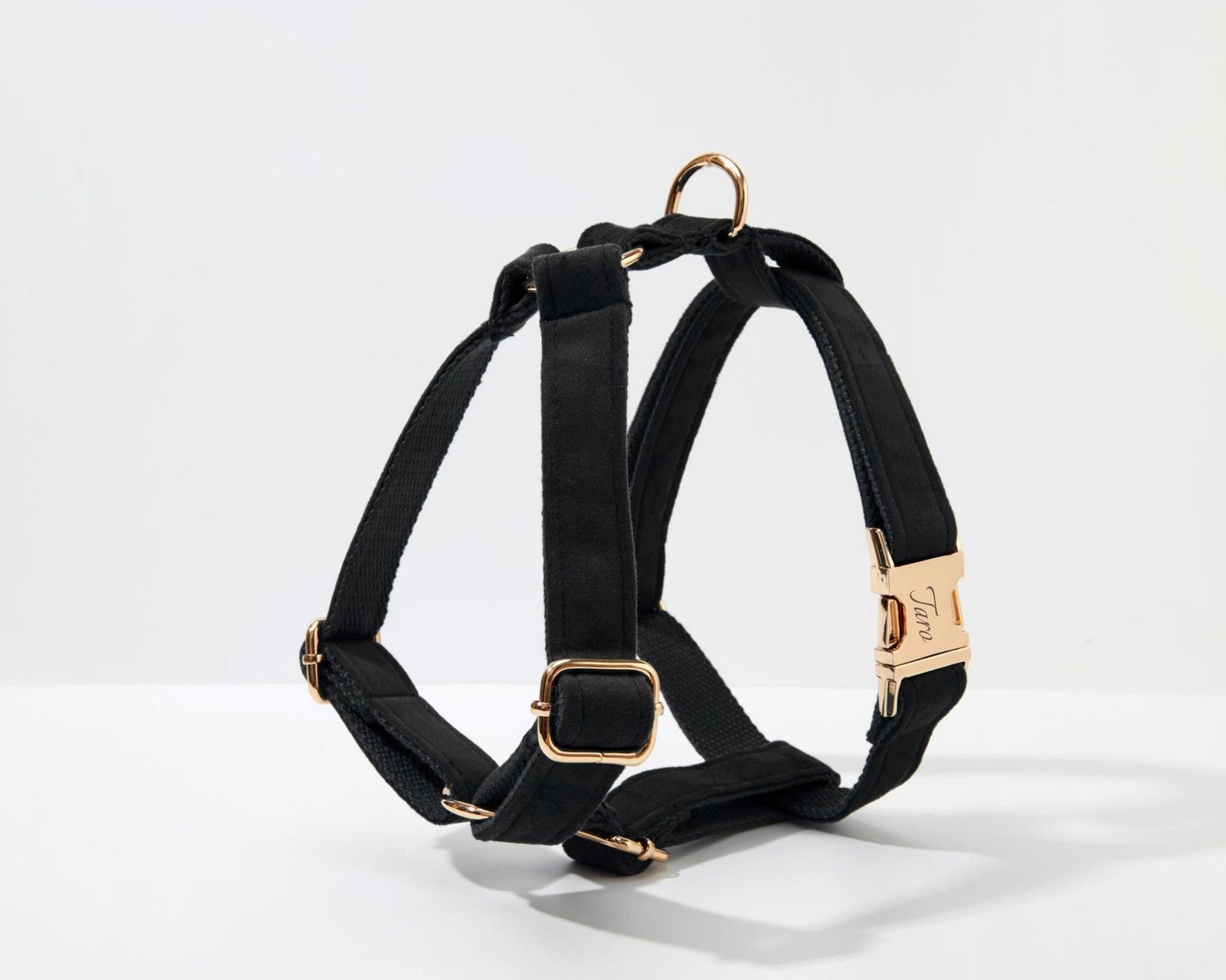 Black Velvet Dog Harness Bow Tie Leash Set Personalised Dog Etsy