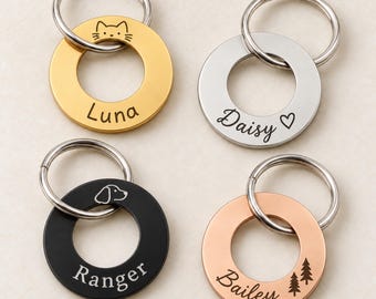 Personalised Pet Tag, Double-Sided Engraving with Name and Phone Number,Gifts for Dog Mom