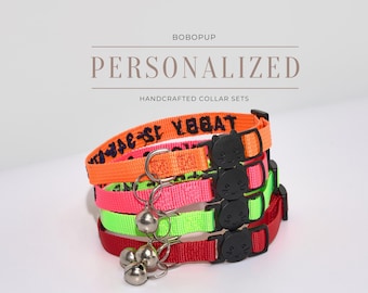 Personalisierte Stickerei Welpen Kragen Geschenk für Sie, individuell einstellbare Breakaway Sicherheitshalsband Geschenk für Haustier Mutter, handgefertigtes gesticktes Katzenhalsband