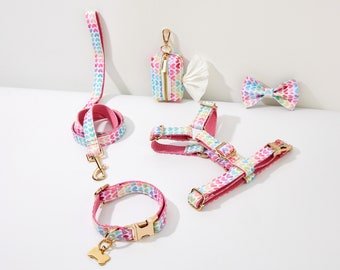 Adjustable Dog Harness No Pull Dog Harness Pet Vest, Cute Personalised Puppy Dog Harness Leash Collar Set, Small Puppy Large Dog Harness