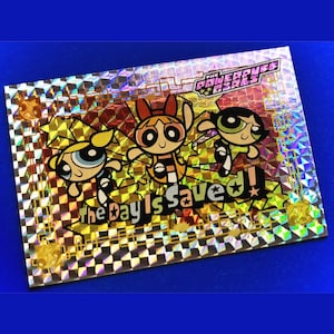 Power Puff Girls: The Day is Saved (2000) zilverfolieprisma achtervolgingskaart met bovenlader, gratis verzending!