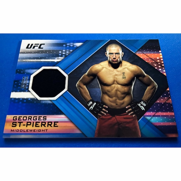 Georges St-Pierre Topps UFC Knockout (2019) Blue Parallel /Black Mat Relic 42/50, NM-MT, hermosa tarjeta, ¡envío gratis a EE. UU.!