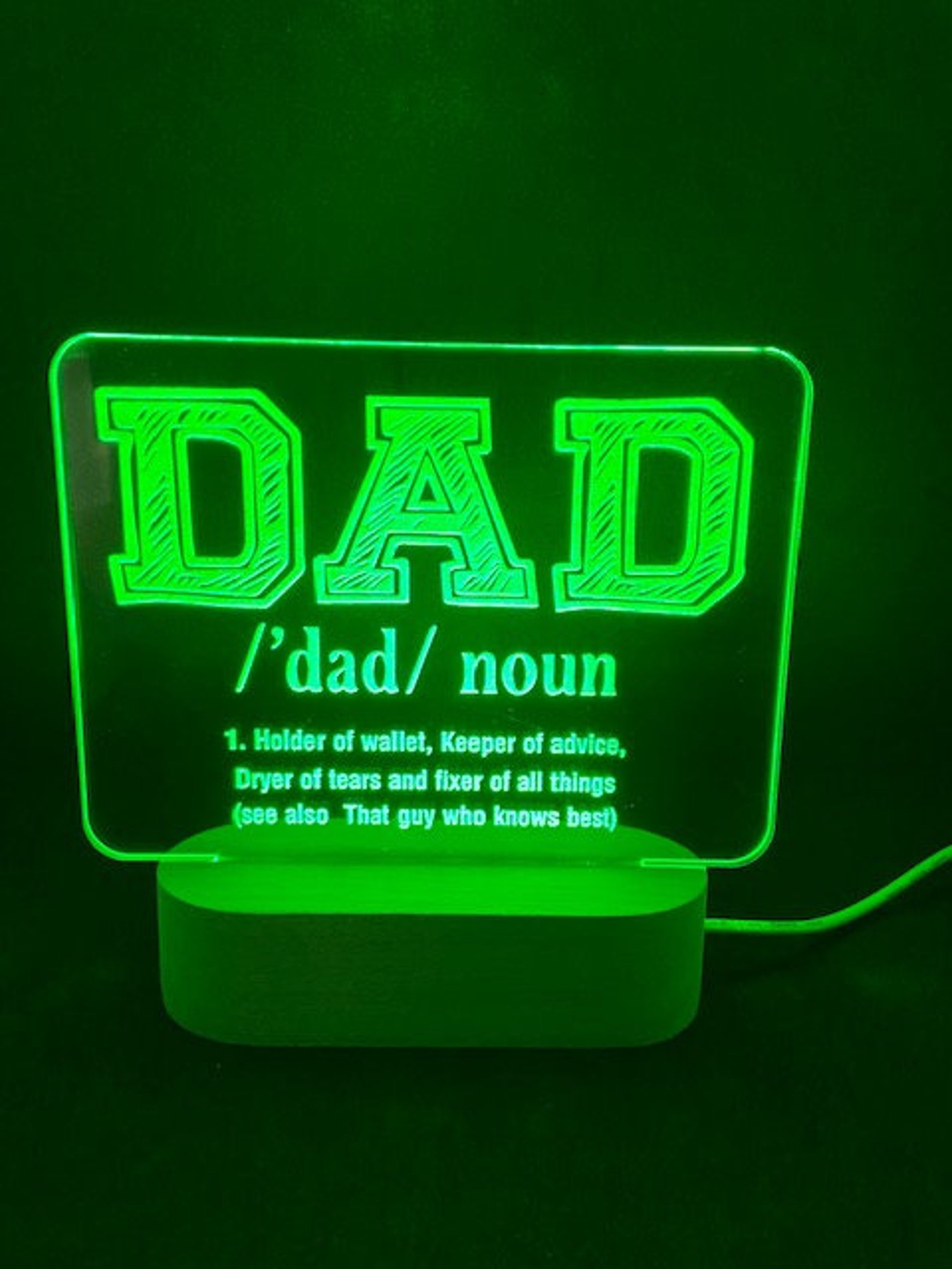DAD LED acrylic nightlight Dad StepDad Night Light USB Etsy